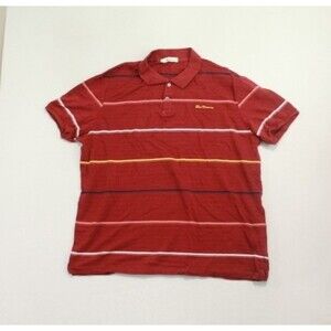 Ben Sherman Red Polo Shirt Striped Casual Size XL